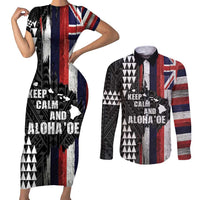 Hawaii 1959 Statehood Day Couples Matching Short Sleeve Bodycon Dress and Long Sleeve Button Shirt Classic Style