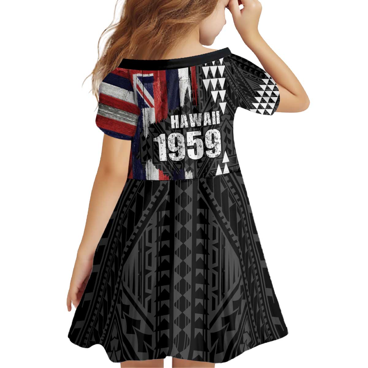 Hawaii 1959 Statehood Day Kid Short Sleeve Dress Classic Style