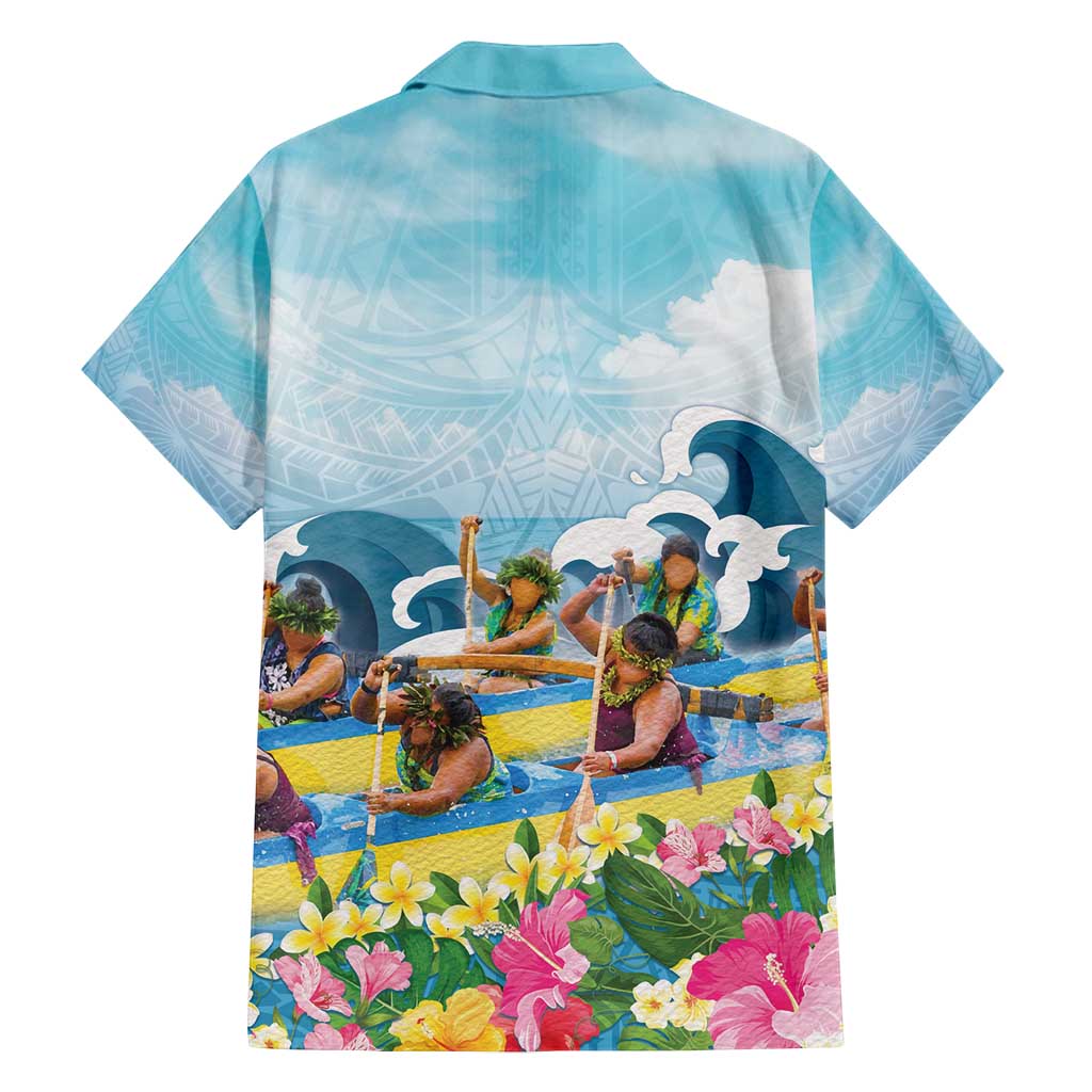 Hawaii Outrigger Canoe Race Family Matching Long Sleeve Bodycon Dress and Hawaiian Shirt Polynesian Style Watercolor Style LT05 - Polynesian Pride