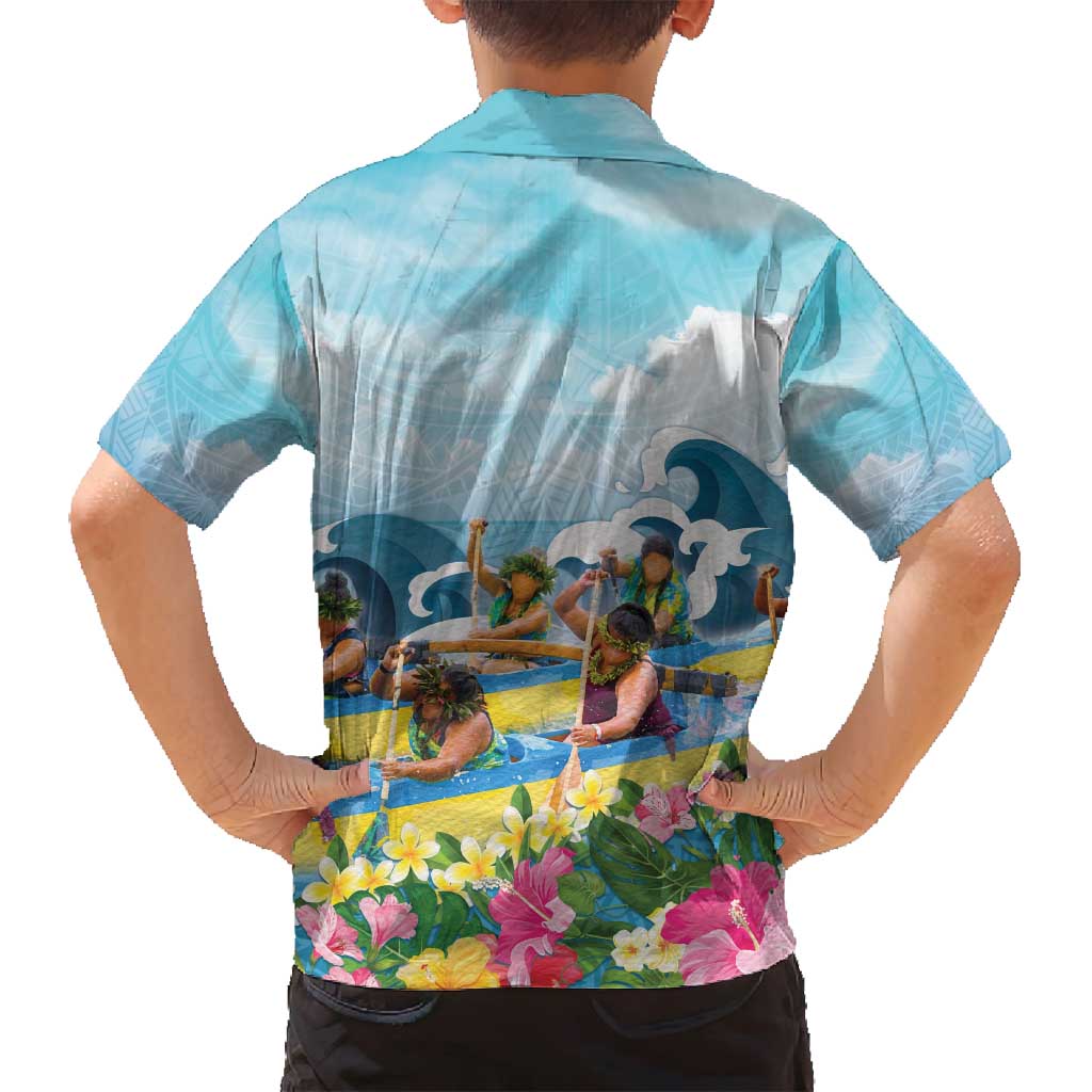 Hawaii Outrigger Canoe Race Family Matching Tank Maxi Dress and Hawaiian Shirt Polynesian Style Watercolor Style LT05 - Polynesian Pride