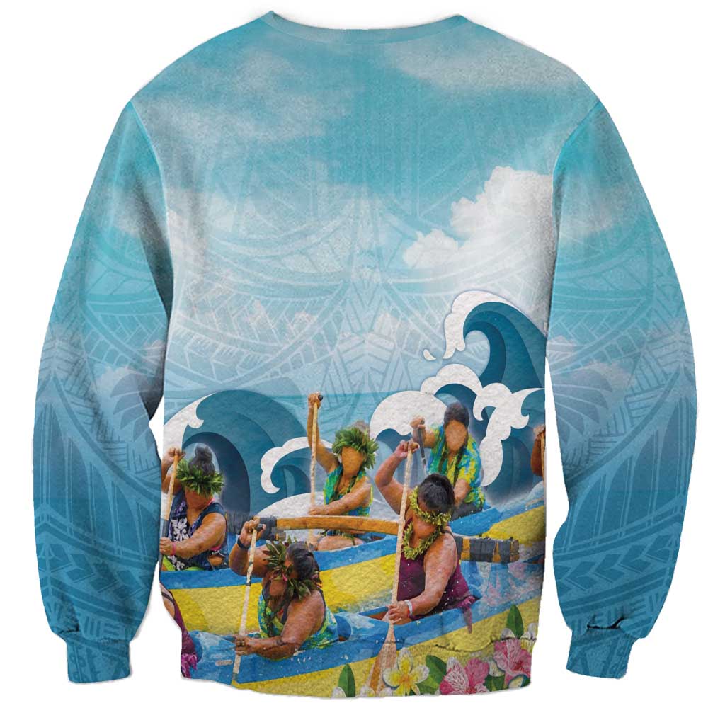 Hawaii Outrigger Canoe Race Sweatshirt Polynesian Style Watercolor Style LT05 - Polynesian Pride