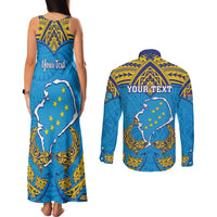 Personalised Tuvalu Independence Day Couples Matching Tank Maxi Dress and Long Sleeve Button Shirt Coat Of Arms With Polynesian Dolphin Tattoo LT05 - Polynesian Pride