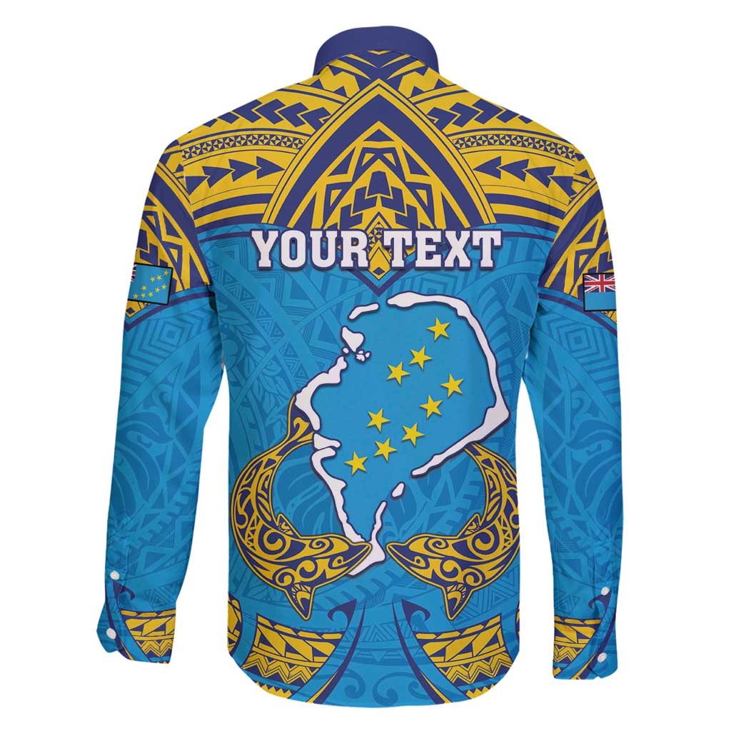 Personalised Tuvalu Independence Day Family Matching Mermaid Dress and Hawaiian Shirt Coat Of Arms With Polynesian Dolphin Tattoo LT05 - Polynesian Pride
