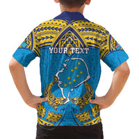 Personalised Tuvalu Independence Day Family Matching Off Shoulder Maxi Dress and Hawaiian Shirt Coat Of Arms With Polynesian Dolphin Tattoo LT05 - Polynesian Pride