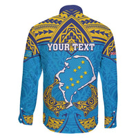 Personalised Tuvalu Independence Day Family Matching Short Sleeve Bodycon Dress and Hawaiian Shirt Coat Of Arms With Polynesian Dolphin Tattoo LT05 - Polynesian Pride