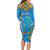 Personalised Tuvalu Independence Day Long Sleeve Bodycon Dress Coat Of Arms With Polynesian Dolphin Tattoo