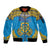 Personalised Tuvalu Independence Day Sleeve Zip Bomber Jacket Coat Of Arms With Polynesian Dolphin Tattoo