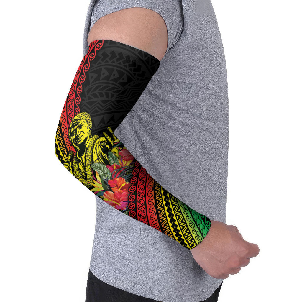 Retro Hawaiian Singer Arm Sleeves Polynesian Style Tropical Flowers