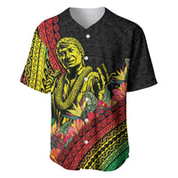 Retro Hawaiian Singer Baseball Jersey Polynesian Style Tropical Flowers