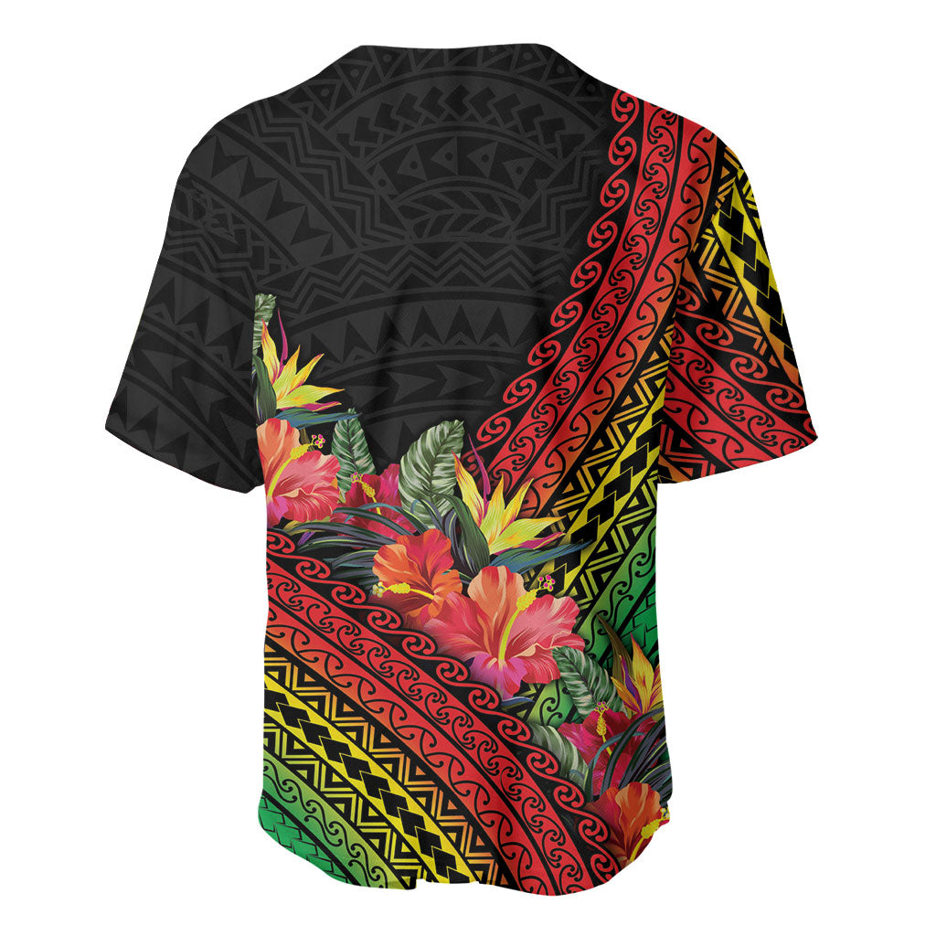 Retro Hawaiian Singer Baseball Jersey Polynesian Style Tropical Flowers