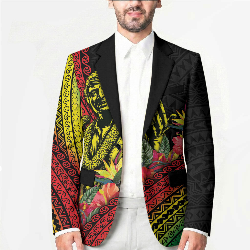 Retro Hawaiian Singer Blazer Polynesian Style Tropical Flowers
