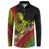Retro Hawaiian Singer Button Sweatshirt Polynesian Style Tropical Flowers