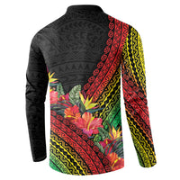 Retro Hawaiian Singer Button Sweatshirt Polynesian Style Tropical Flowers