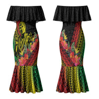 Retro Hawaiian Singer Family Matching Mermaid Dress and Hawaiian Shirt Polynesian Style Tropical Flowers