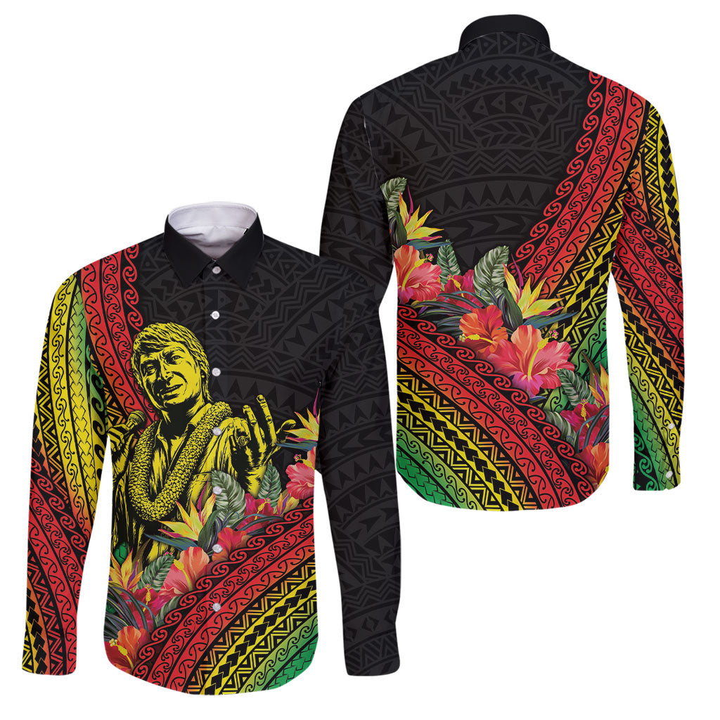 Retro Hawaiian Singer Family Matching Mermaid Dress and Hawaiian Shirt Polynesian Style Tropical Flowers