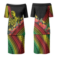 Retro Hawaiian Singer Family Matching Puletasi and Hawaiian Shirt Polynesian Style Tropical Flowers