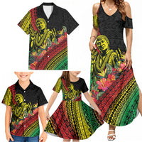 Retro Hawaiian Singer Family Matching Summer Maxi Dress and Hawaiian Shirt Polynesian Style Tropical Flowers