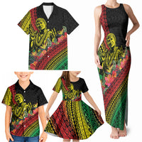 Retro Hawaiian Singer Family Matching Tank Maxi Dress and Hawaiian Shirt Polynesian Style Tropical Flowers