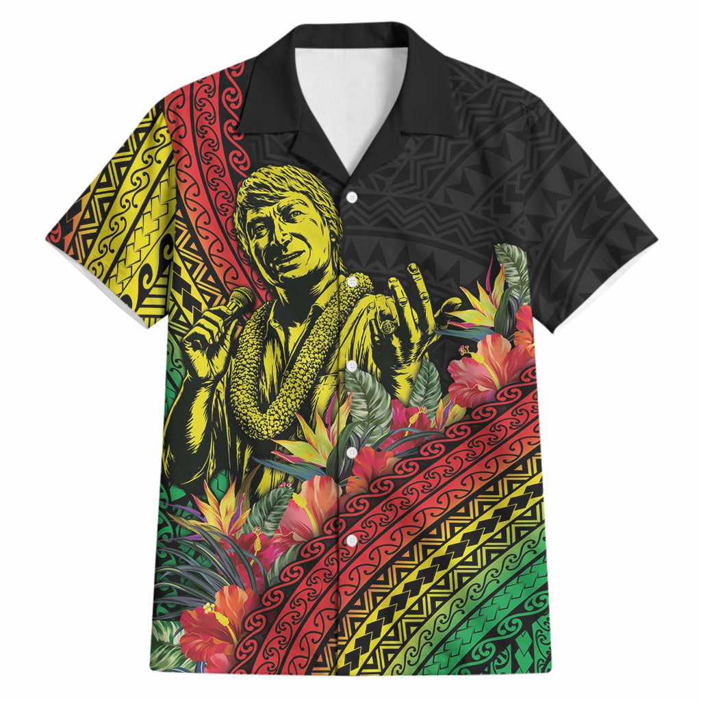 Retro Hawaiian Singer Hawaiian Shirt Polynesian Style Tropical Flowers