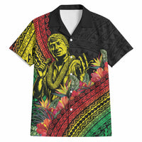 Retro Hawaiian Singer Hawaiian Shirt Polynesian Style Tropical Flowers