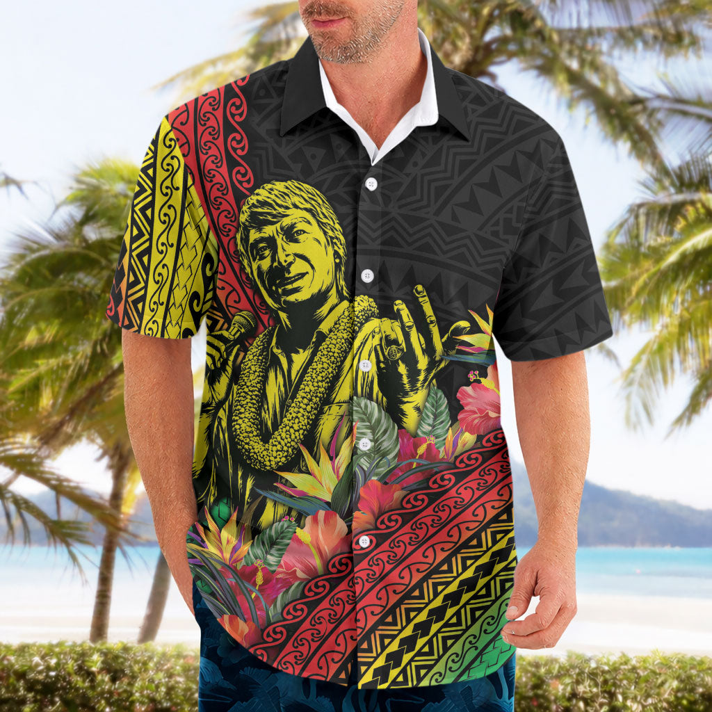 Retro Hawaiian Singer Hawaiian Shirt Polynesian Style Tropical Flowers