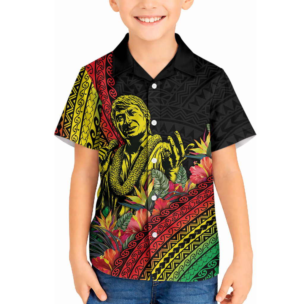 Retro Hawaiian Singer Hawaiian Shirt Polynesian Style Tropical Flowers