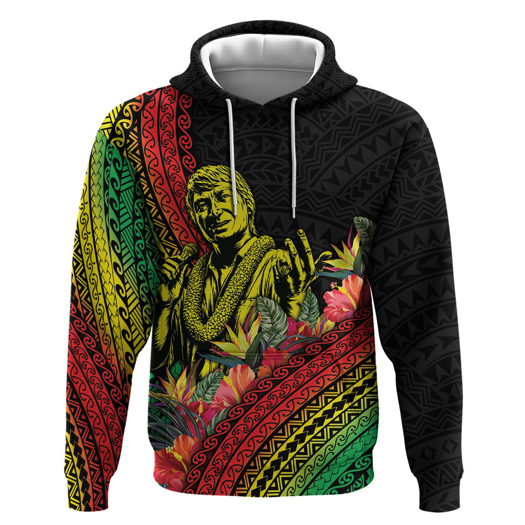 Retro Hawaiian Singer Hoodie Polynesian Style Tropical Flowers