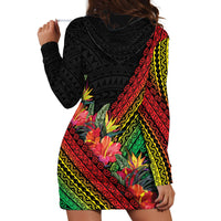 Retro Hawaiian Singer Hoodie Dress Polynesian Style Tropical Flowers