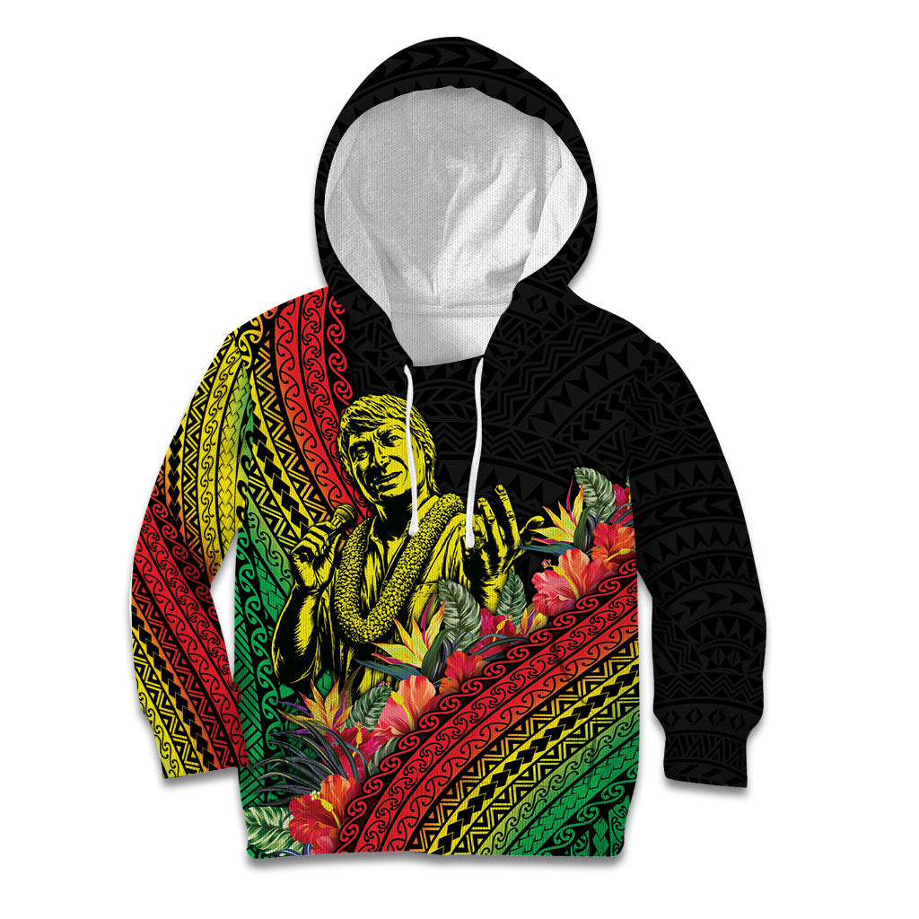 Retro Hawaiian Singer Kid Hoodie Polynesian Style Tropical Flowers