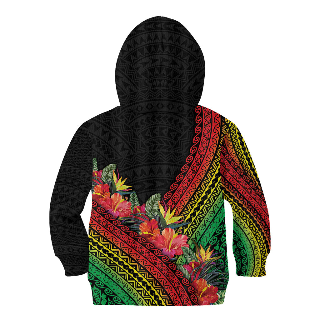 Retro Hawaiian Singer Kid Hoodie Polynesian Style Tropical Flowers