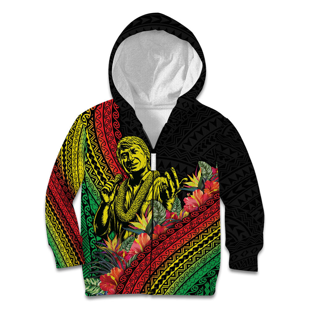 Retro Hawaiian Singer Kid Hoodie Polynesian Style Tropical Flowers