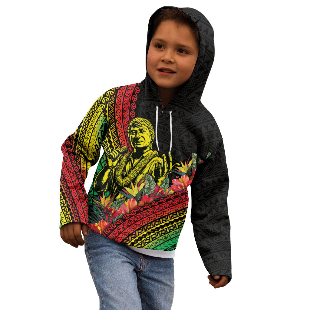 Retro Hawaiian Singer Kid Hoodie Polynesian Style Tropical Flowers