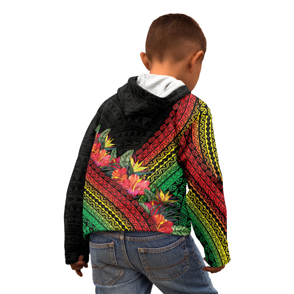Retro Hawaiian Singer Kid Hoodie Polynesian Style Tropical Flowers