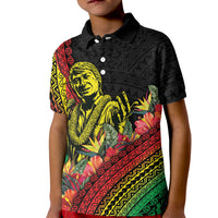 Retro Hawaiian Singer Kid Polo Shirt Polynesian Style Tropical Flowers