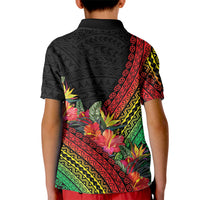 Retro Hawaiian Singer Kid Polo Shirt Polynesian Style Tropical Flowers
