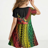 Retro Hawaiian Singer Kid Short Sleeve Dress Polynesian Style Tropical Flowers