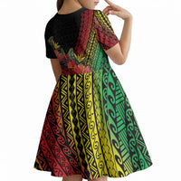 Retro Hawaiian Singer Kid Short Sleeve Dress Polynesian Style Tropical Flowers