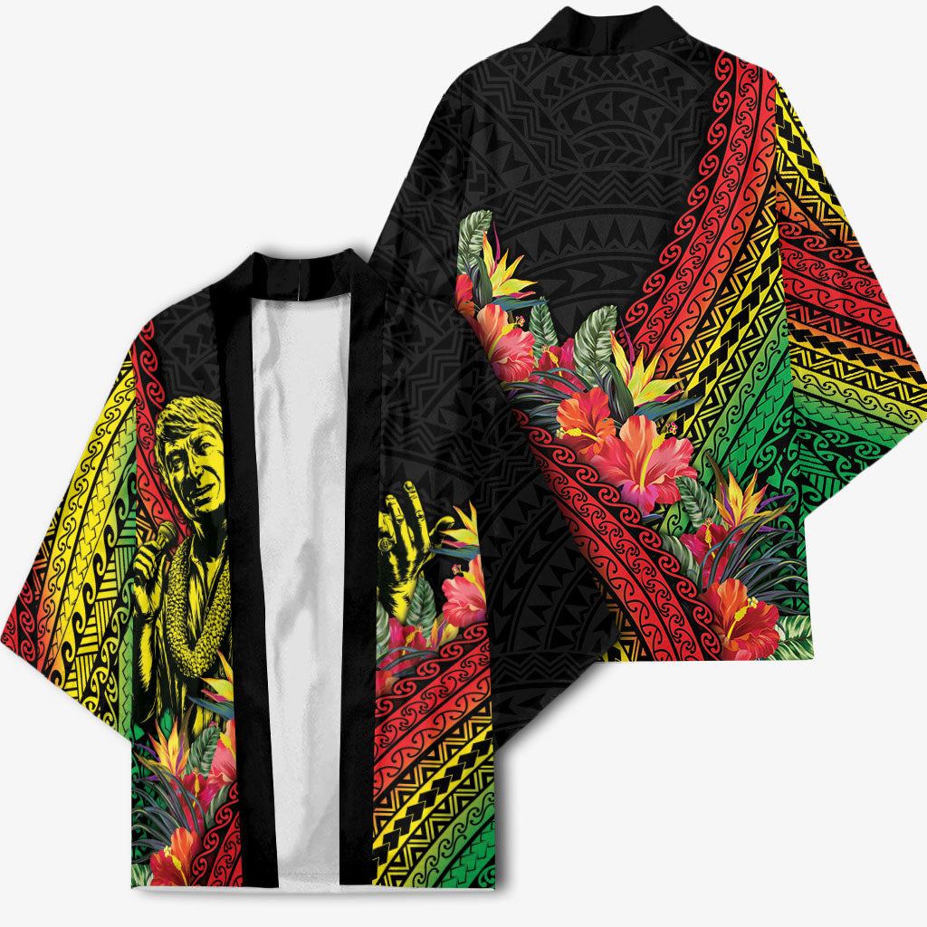 Retro Hawaiian Singer Kimono Polynesian Style Tropical Flowers