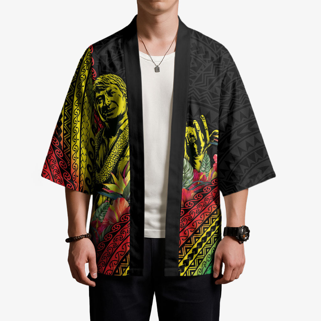 Retro Hawaiian Singer Kimono Polynesian Style Tropical Flowers