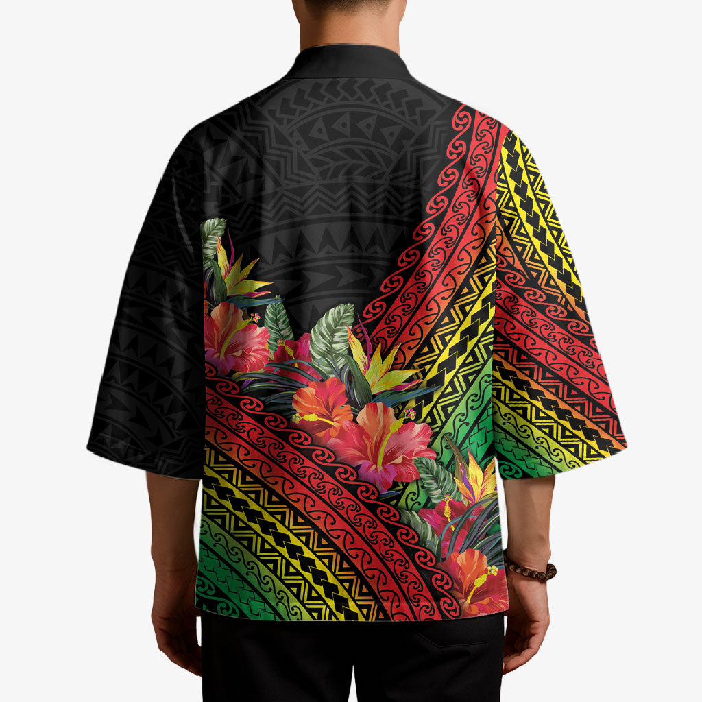 Retro Hawaiian Singer Kimono Polynesian Style Tropical Flowers