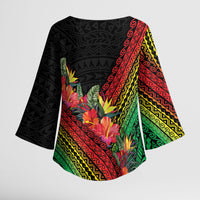 Retro Hawaiian Singer Kimono Sleeve Blouse Polynesian Style Tropical Flowers