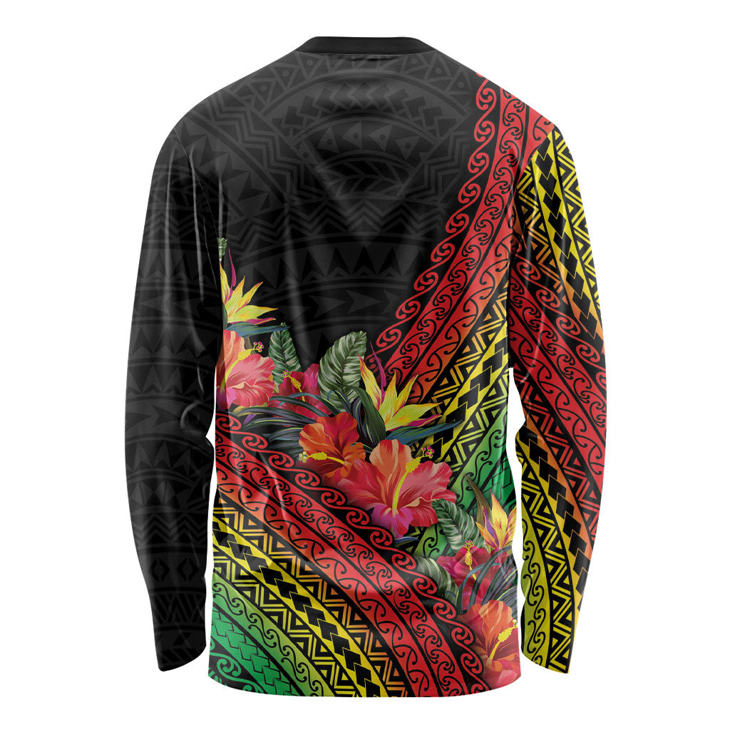 Retro Hawaiian Singer Long Sleeve Shirt Polynesian Style Tropical Flowers