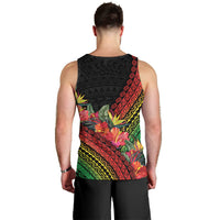 Retro Hawaiian Singer Men Tank Top Polynesian Style Tropical Flowers