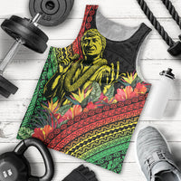 Retro Hawaiian Singer Men Tank Top Polynesian Style Tropical Flowers