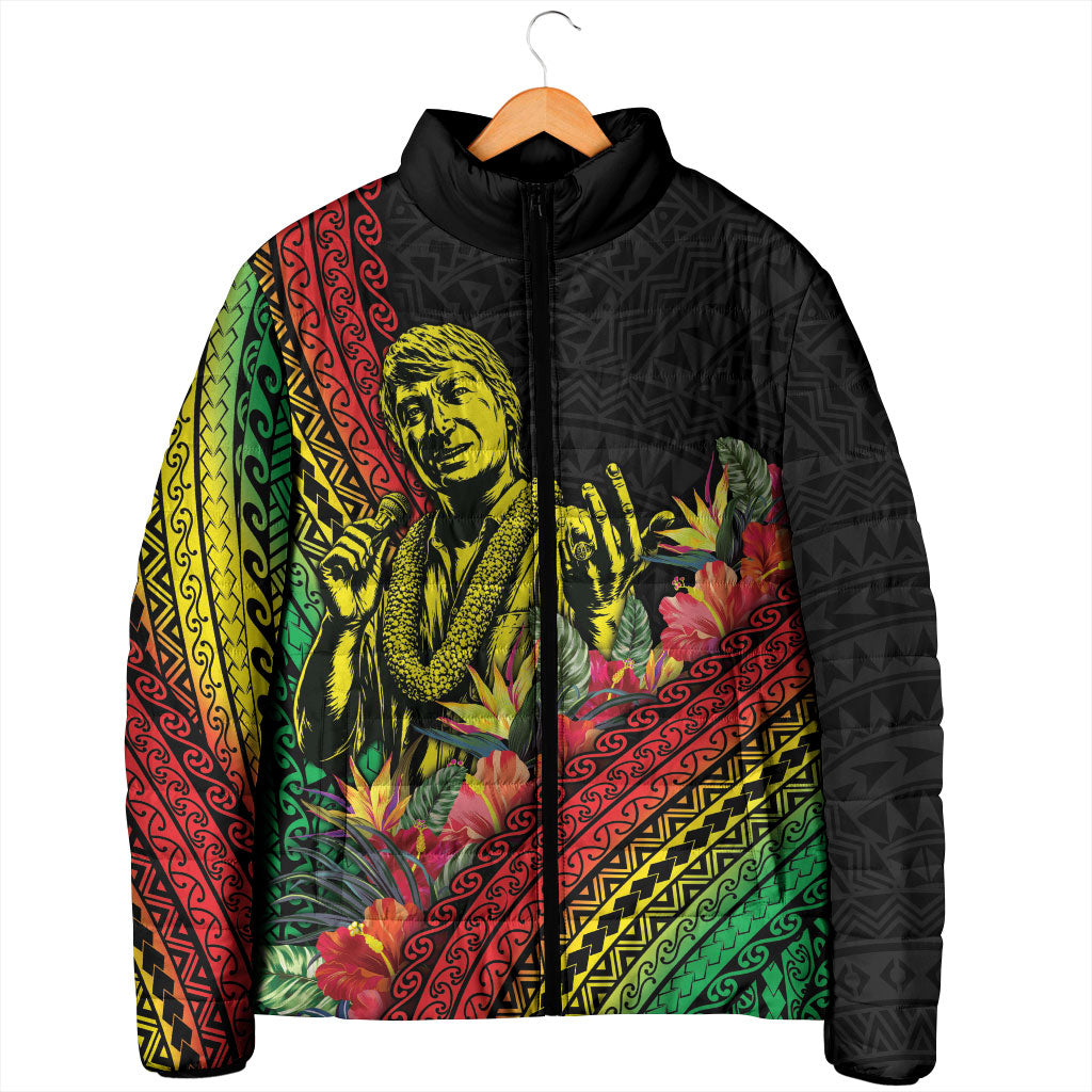 Retro Hawaiian Singer Padded Jacket Polynesian Style Tropical Flowers