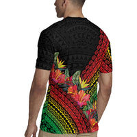 Retro Hawaiian Singer Rugby Jersey Polynesian Style Tropical Flowers