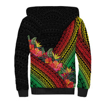 Retro Hawaiian Singer Sherpa Hoodie Polynesian Style Tropical Flowers