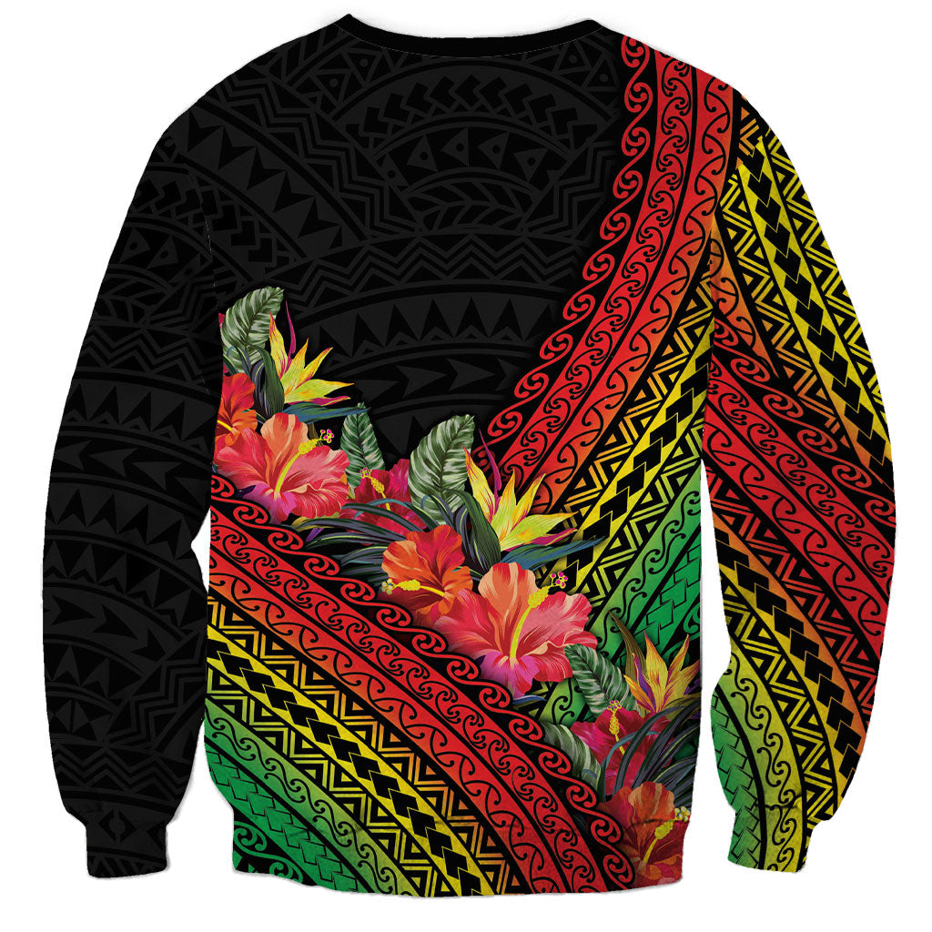 Retro Hawaiian Singer Sweatshirt Polynesian Style Tropical Flowers