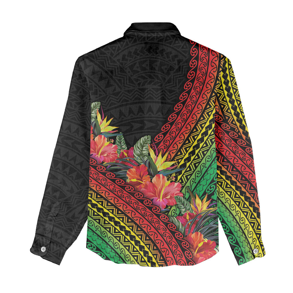 Retro Hawaiian Singer Women Casual Shirt Polynesian Style Tropical Flowers