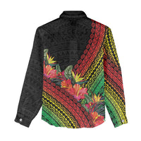 Retro Hawaiian Singer Women Casual Shirt Polynesian Style Tropical Flowers